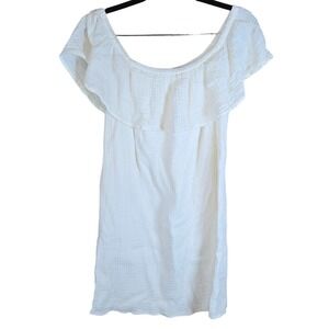 Aerie White Off the Shoulder Ruffle‎ Dress Lightweight Casual Summer